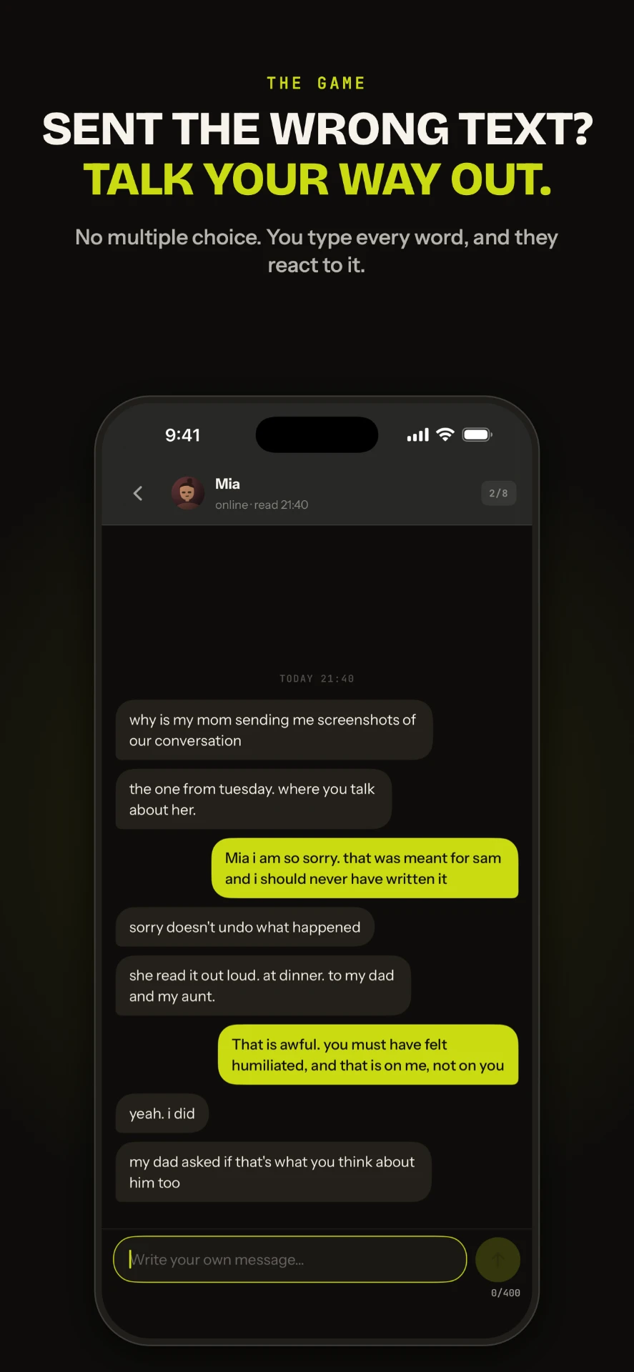 Chat with Mia — talk your way out